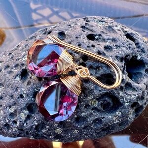 New Handmade Alexandrite Earrings, 14k Gold Filled, June Birthstone